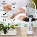 Mosquito Racket Bat with Base Stand, Lithium Battery, USB Charging (Mosquito Killer Racket)