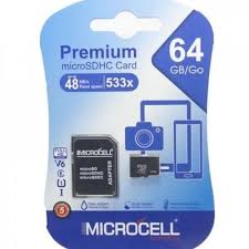 MICROCELL Carte Mémoire 64 Go MicroSDHC – Compacte & Pratique