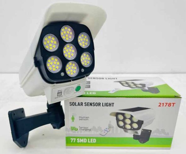 Lampe solaire  avec télécommande Projecteur Eclairage public solaire à LED haute performance + détecteur de mouvement
