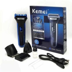 Kemei 3-en-1 – Tondeuse, Rasoir & Épilation du Nez – Usage jusqu’à 60 min