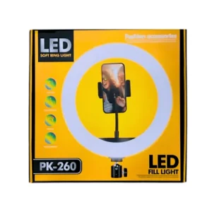 LED Soft Ring Light PK-260 – 26 cm, éclairage réglable pour photo & vidéo